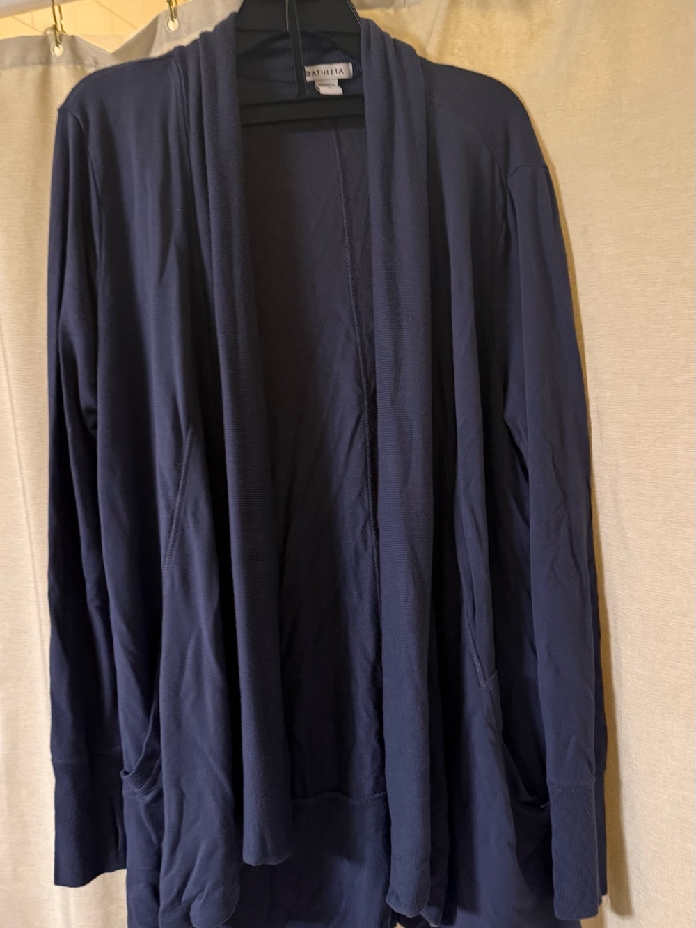 Athleta Navy Open-Front Lightweight Shirt Jacket
